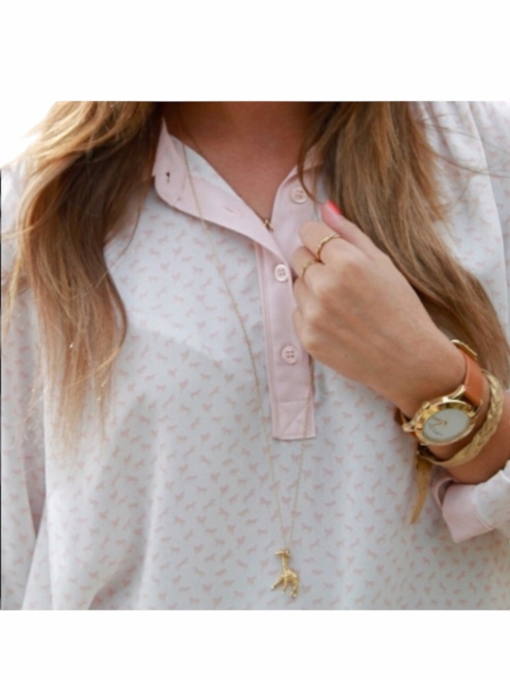 Free People Horse Print Sheer Western Tunic Top Shirt Blouse White Pink M - Picture 2 of 9